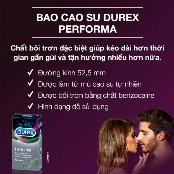 Bao cao su Durex Performa - Kéo dài thời gian (12 cái)