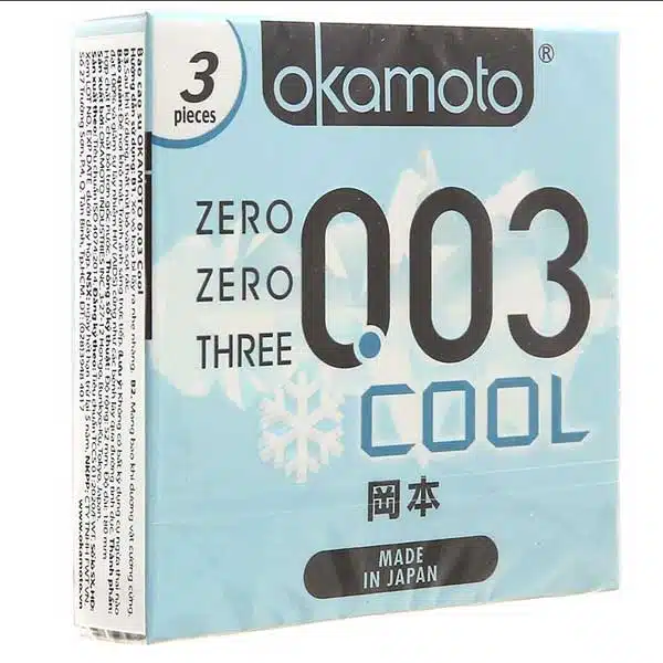 Bao cao su Okamoto Cool - Mát lạnh, siêu mỏng 0.03mm (3 cái)